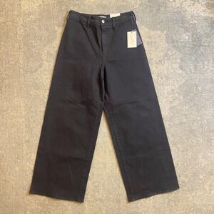 Universal Thread Jeans Womens 6 Black High Rise Wide Leg Ankle Stretch Denim